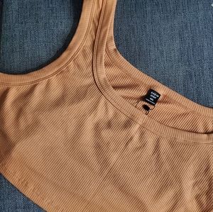 NWT SHEIN basics orange brown terracotta ribbed cropped tank top/bralette